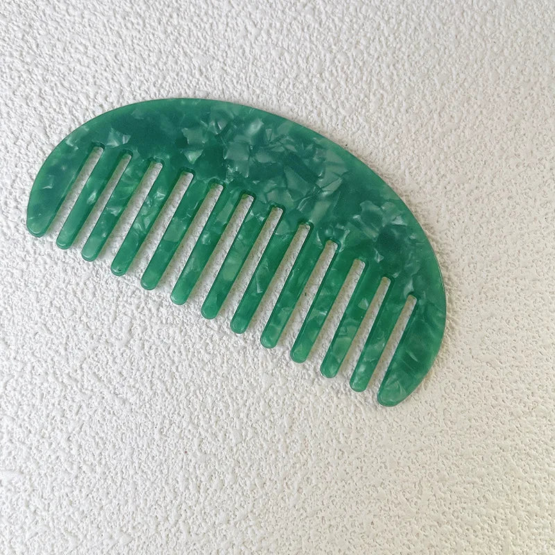 Acetate Wide Tooth Hair Comb – Retro Korean Style for Women Hair Comb PLUSH 3 green