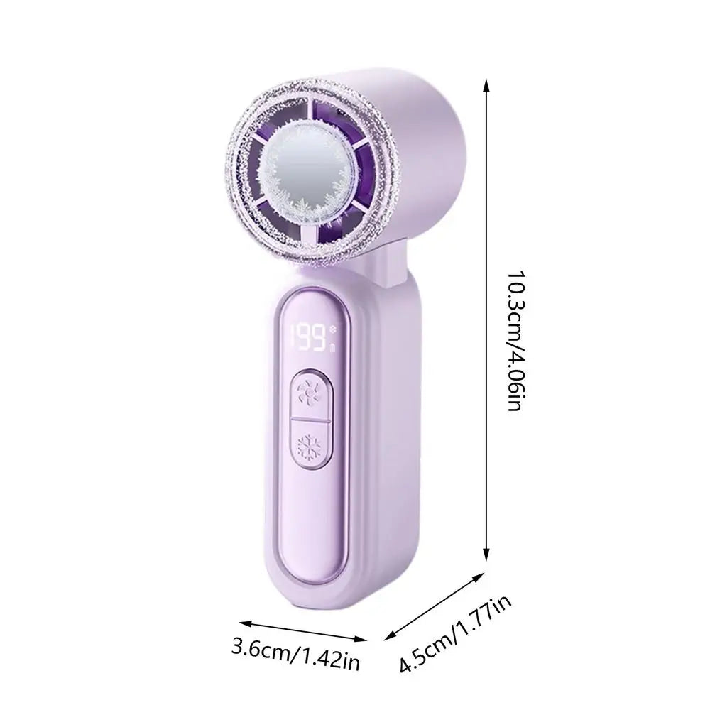 Mini Rechargeable Handheld Fan – LED Display & Lanyard Handheld Cooling Fan PLUSH Purple