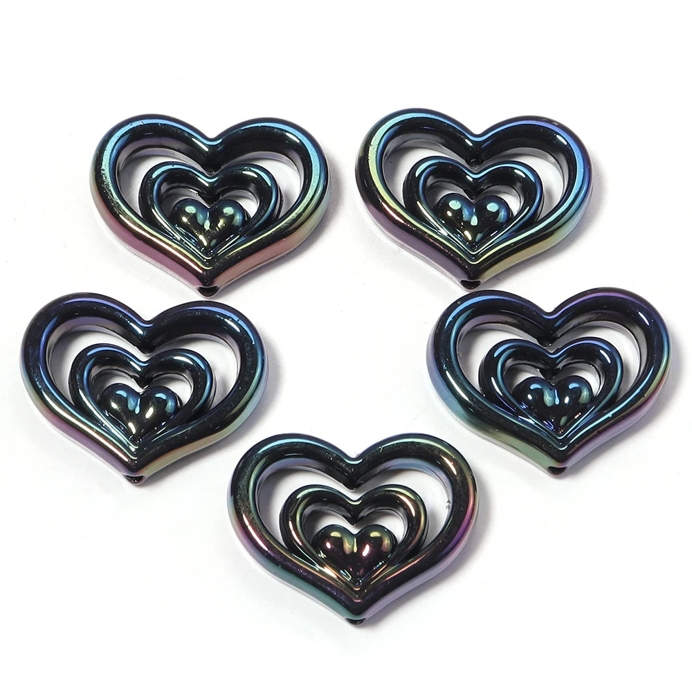 5pcs AB Hollow Heart Acrylic Spacer Beads – DIY Jewelry Making Acrylic Spacer Beads PLUSH black