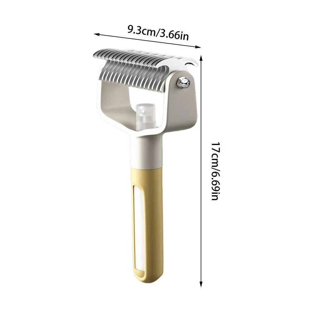 Pet Deshedding Brush – Dog & Cat Grooming Comb with Mist Pet Grooming Brush PLUSH Yellow