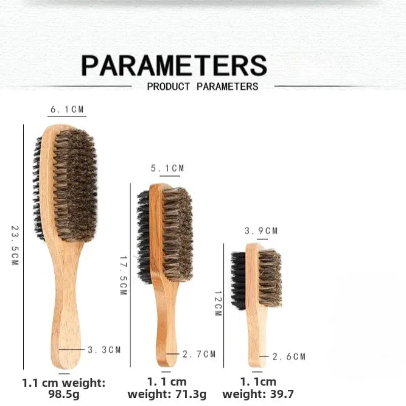 Men's Boar Bristle Beard & Hair Brush – Natural Wood S/M/L Beard & Hair Brush PLUSH