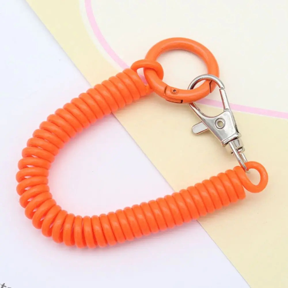 Spiral Spring Coil Key Chain – Metal Lobster Clasp Spring Coil Key Chain PLUSH orange