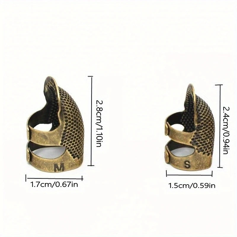 Retro Adjustable Thimble Finger Protectors for Hand Sewing – 2pcs Sewing Thimble PLUSH