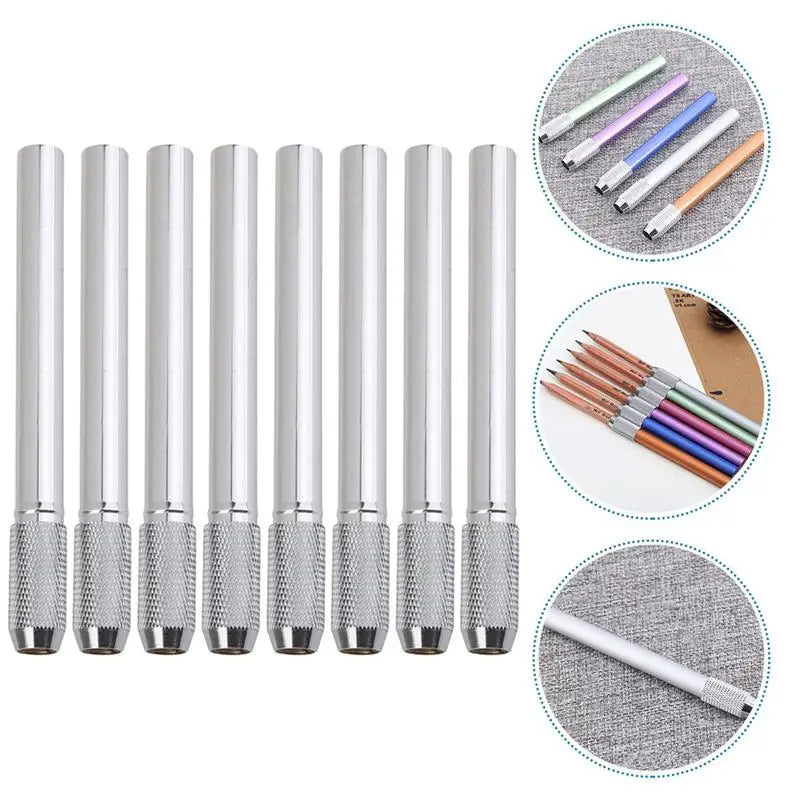 8-Pack Metal Pencil Extenders – Adjustable Stainless Steel Holders Pencil Extender Holder PLUSH