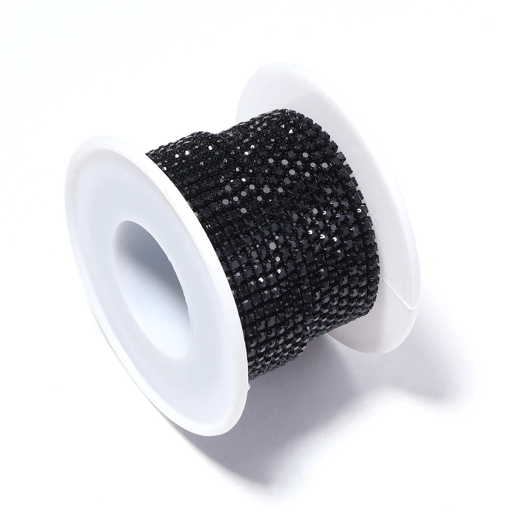 10 Yards Black Rhinestone Claw Chain 2–3.5mm | DIY Jewelry Rhinestone Chain PLUSH 2mm