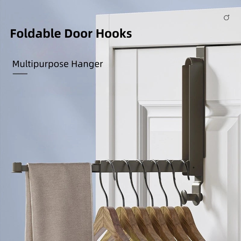 Foldable Door Hooks 6-Hook Aluminum Scalable Storage Rack Door Hook Rack PLUSH