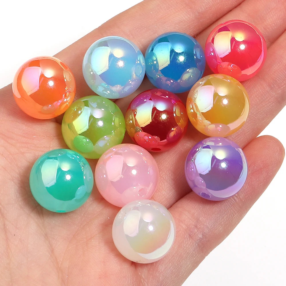 10pcs 16mm Plated Multicolor Round Acrylic Spacer Beads DIY Acrylic Spacer Beads PLUSH