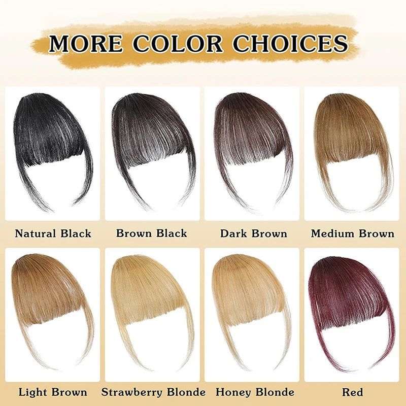 Clip-In Synthetic Air Bangs & Sideburns Hairpiece Black Brown Clip-In Hair Bangs PLUSH
