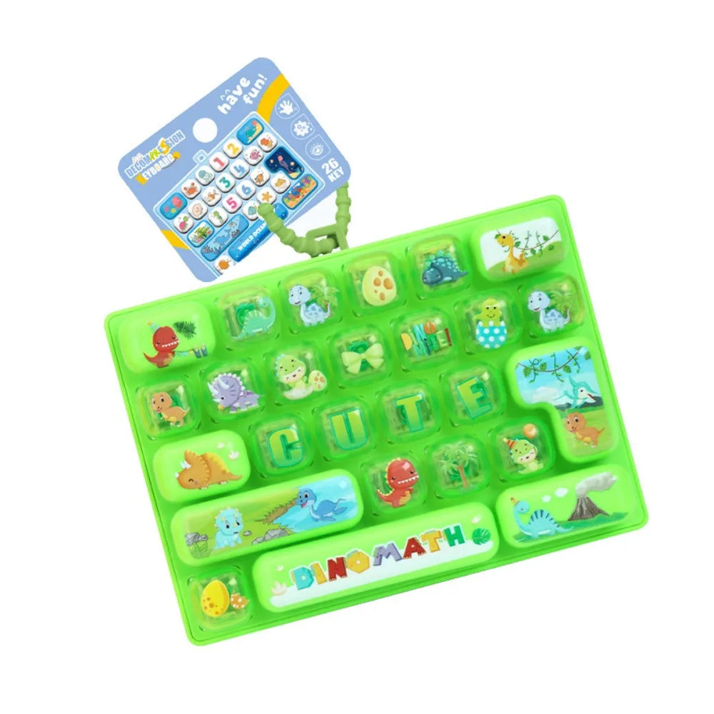 Animals Cartoon Keyboard Keychain – 26 Keys Fidget Toy Fidget Keychain Toy PLUSH Green