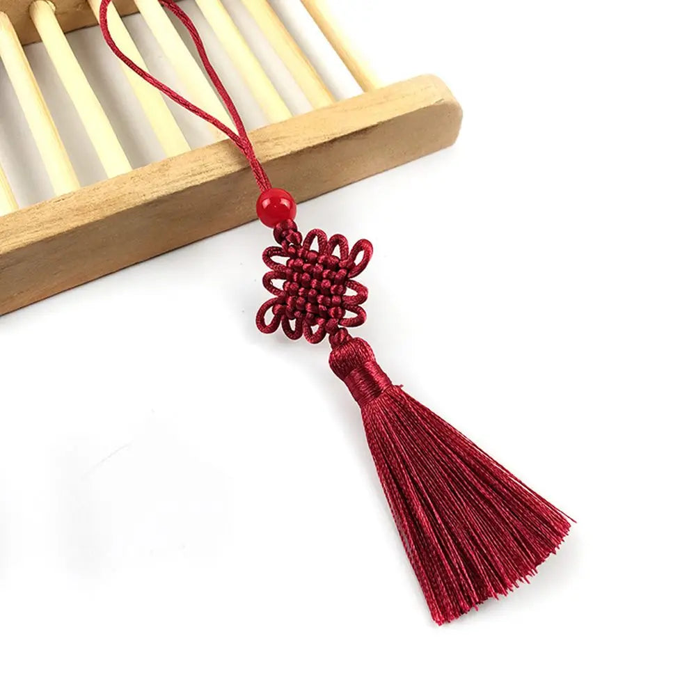 Mini Chinese Knot Silk Tassel Pendant – DIY Craft & Decor Decorative Tassel Pendant PLUSH wine red