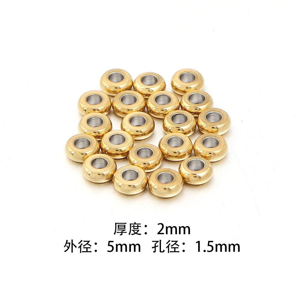 Stainless Steel Flat Disc Spacer Beads Gold Silver – 20-50pcs Jewelry Spacer Beads PLUSH Gold 5x2mm 20pcs