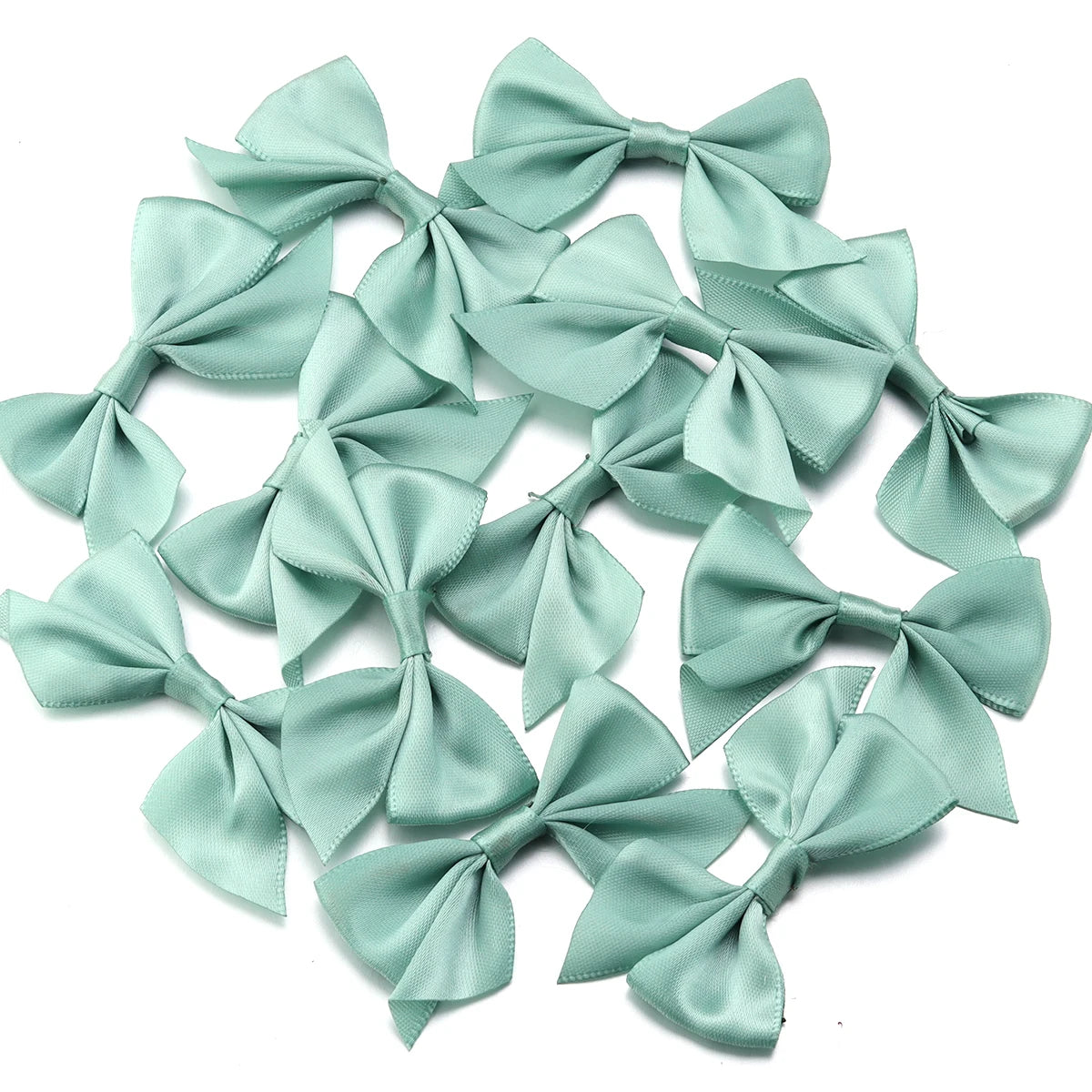 20pcs Satin Ribbon Bows – DIY Craft & Party Decoration Ribbon Bows PLUSH Green 4x7cm