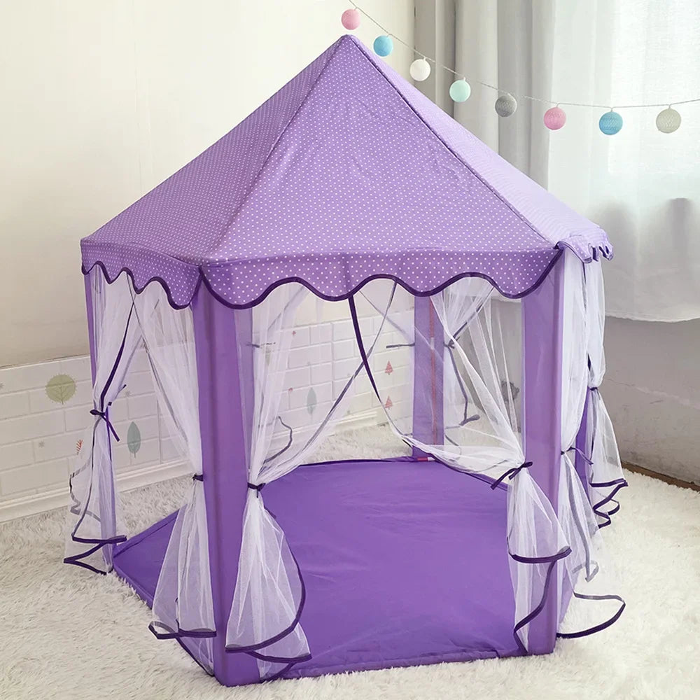 Kids Hexagonal Mesh Play Tent – Indoor & Outdoor Game House Kids Play Tent PLUSH PURPLE