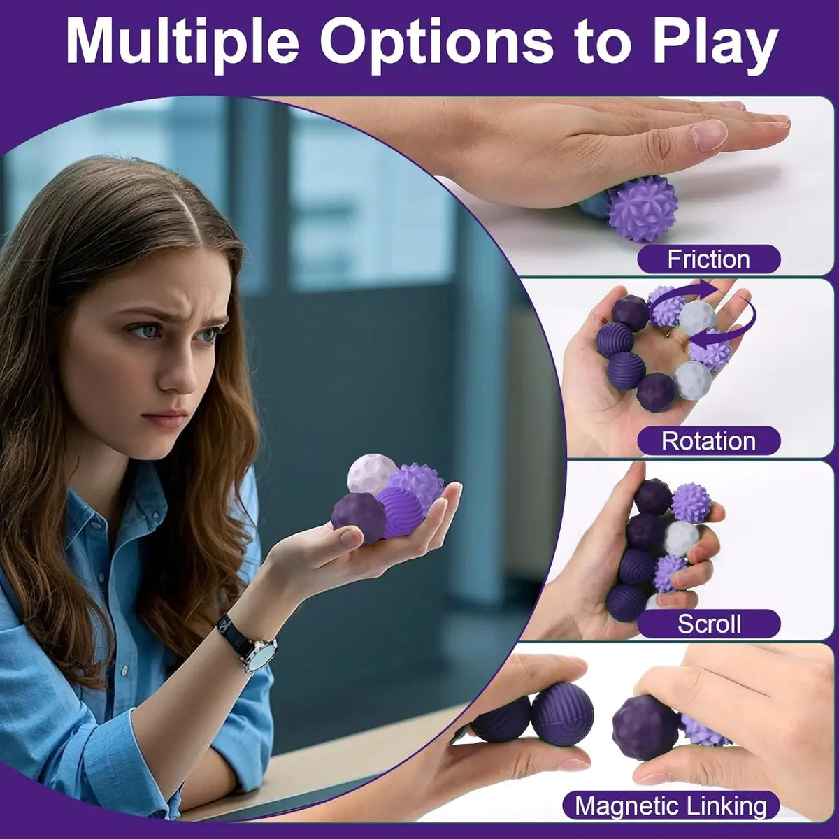 Silicone Magnetic Fidget Balls Sensory Toy Set – 2 to 8 PCS Magnetic Fidget Toy PLUSH