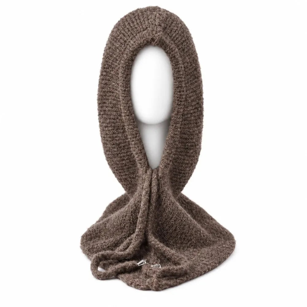 Winter Balaclava Beanie Hat – Knit Scarf Cap with Ear Cover Balaclava Beanie Hat PLUSH Coffee