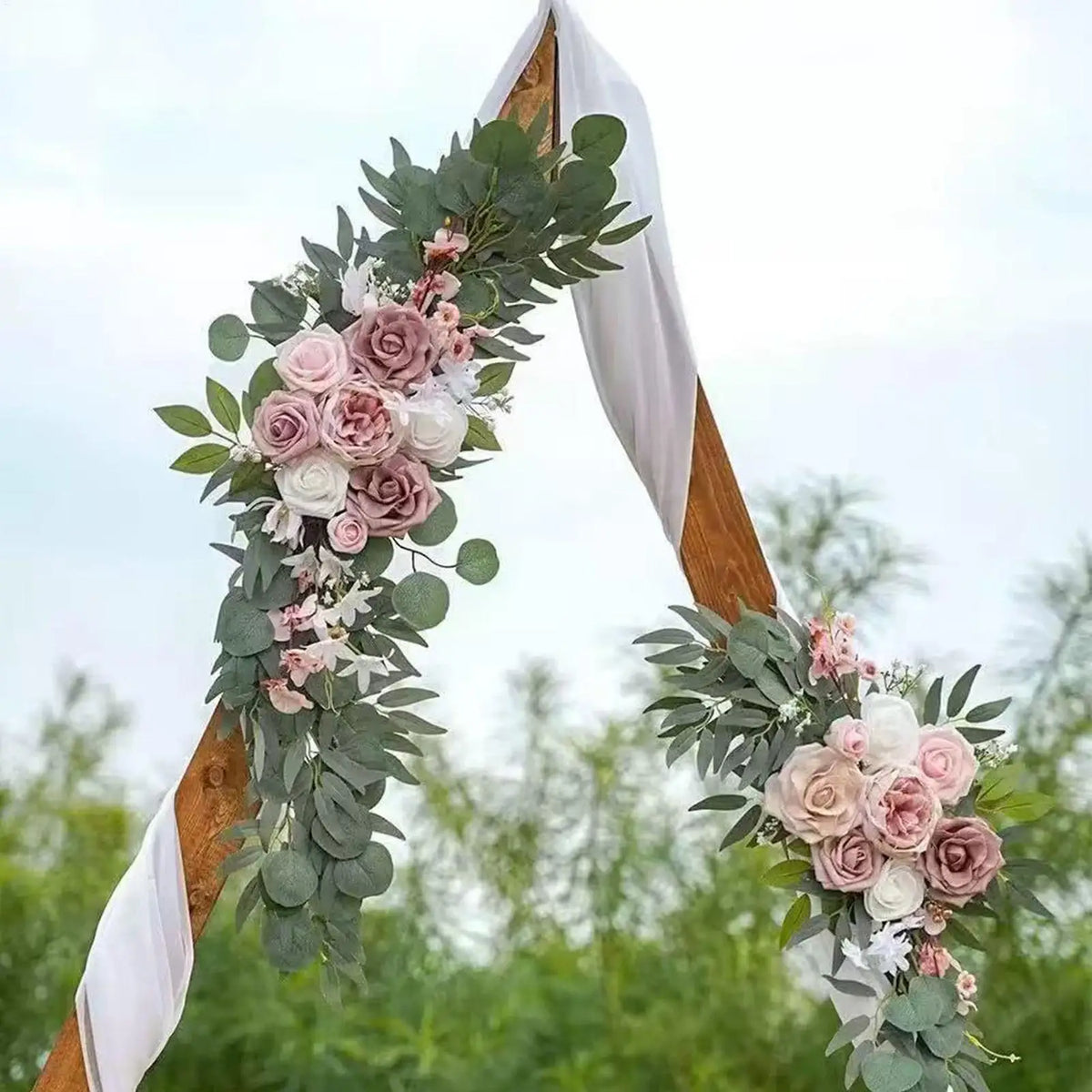 Artificial Rose Wedding Arch Flowers Pink Silk Garland 2pcs Artificial Flower Garland PLUSH