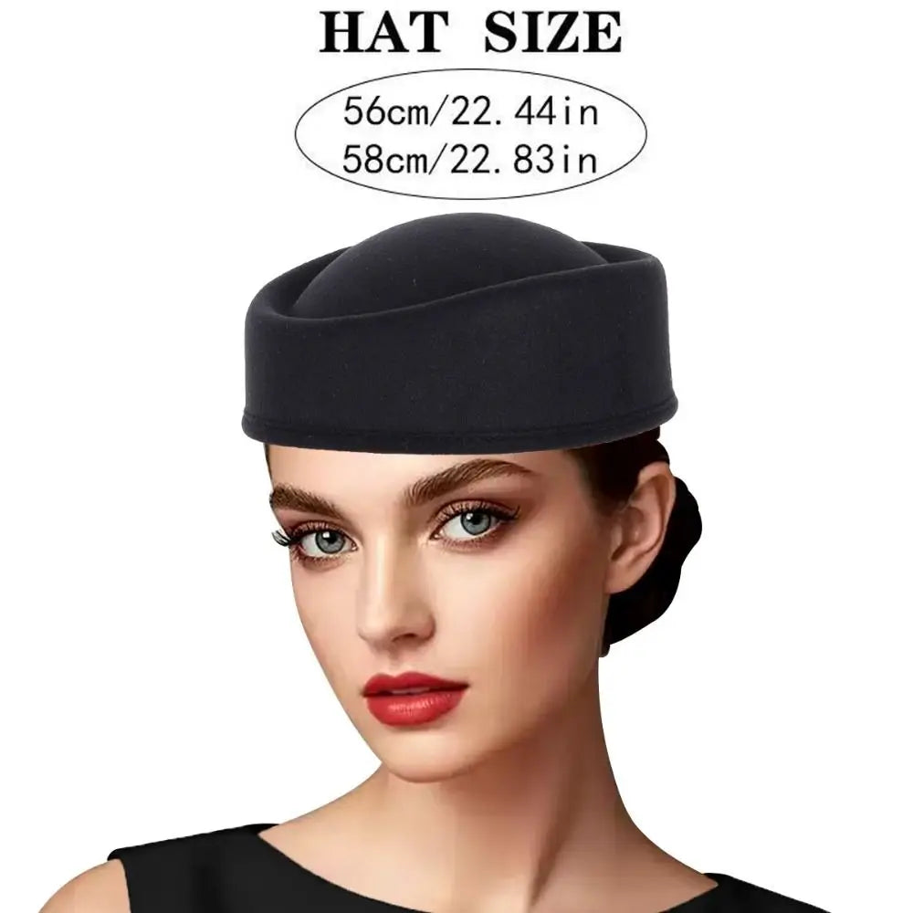 Vintage Stewardess Topper Hat – Retro Formal Cap for Women Costume Topper Hat PLUSH