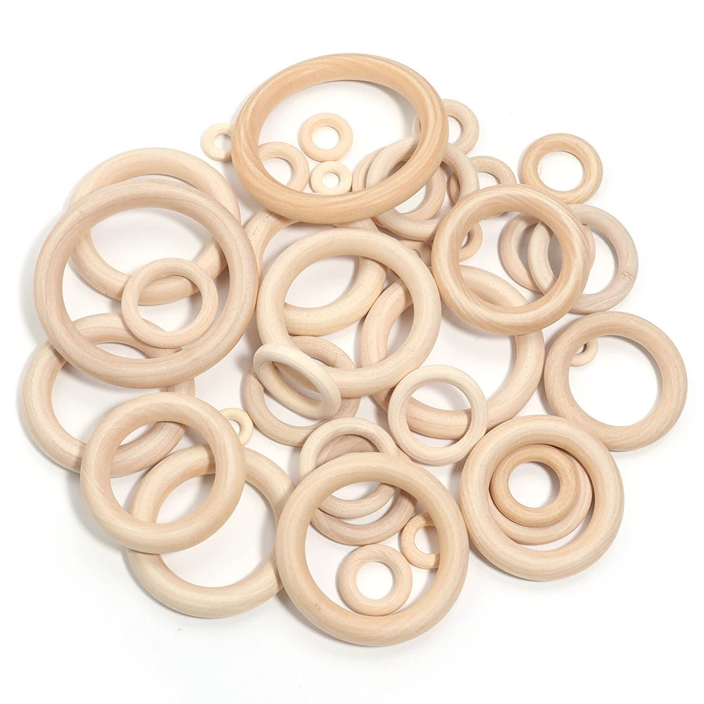 Natural Round Wooden Rings & Hoops for DIY Jewelry Making Wood Jewelry Hoops PLUSH