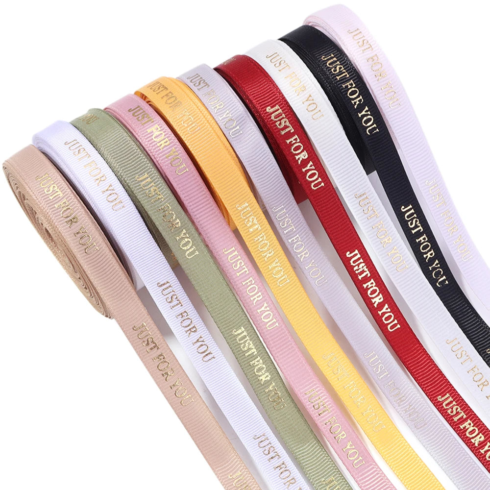 10 Yards "Just For You" Gold Foil Grosgrain Ribbon 1cm Decorative Craft Ribbon PLUSH