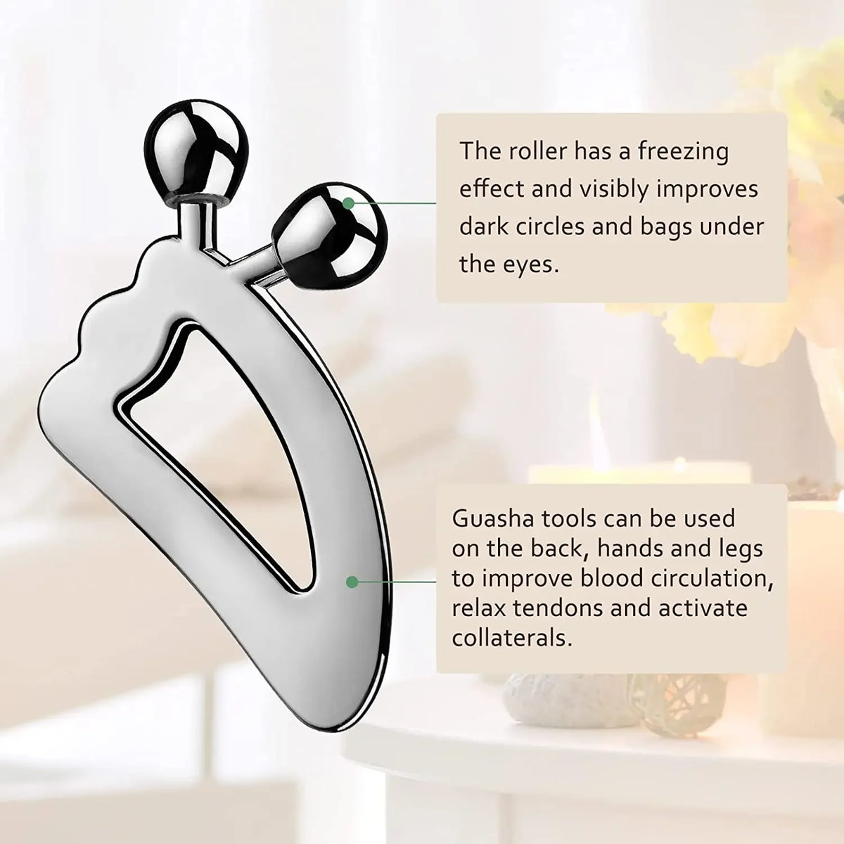 Stainless Steel Gua Sha Facial Tool with Roller | Skin Care Gua Sha Facial Tool PLUSH