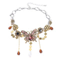 Rhinestone Butterfly Choker Necklace – Vintage Zircon & Pearl Choker Necklace PLUSH gold