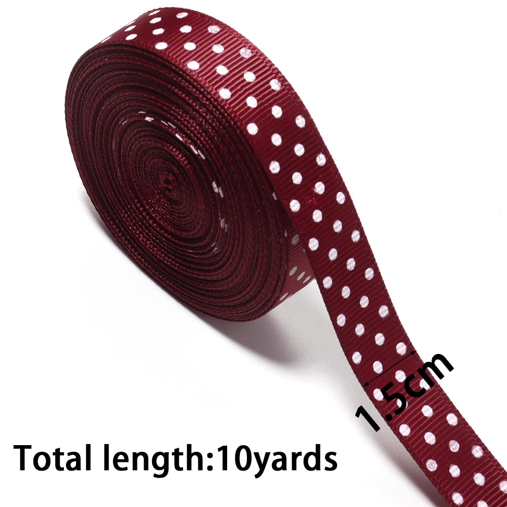 Wine Red Polka Dot Grosgrain Ribbon – Hair Bows & Gift Wrap Grosgrain Ribbon PLUSH 15mm x 10yards 1roll