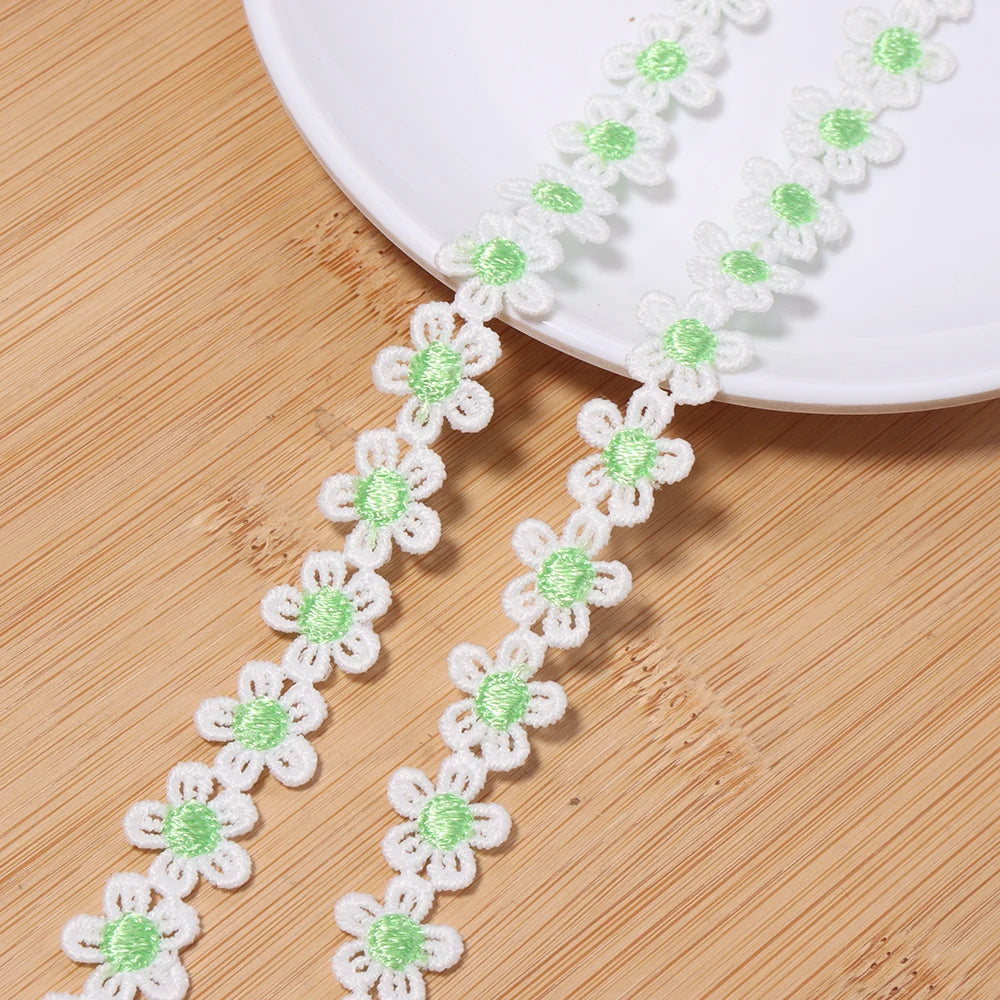 3 Yards Flower Lace Trim 1.5cm Polyester – DIY Craft Decor Lace Trim Ribbon PLUSH light green 1.5cm
