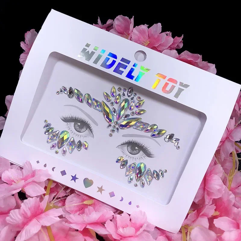 Crystal Face Gems Rhinestone Temporary Tattoo Stickers Face Gem Stickers PLUSH A1