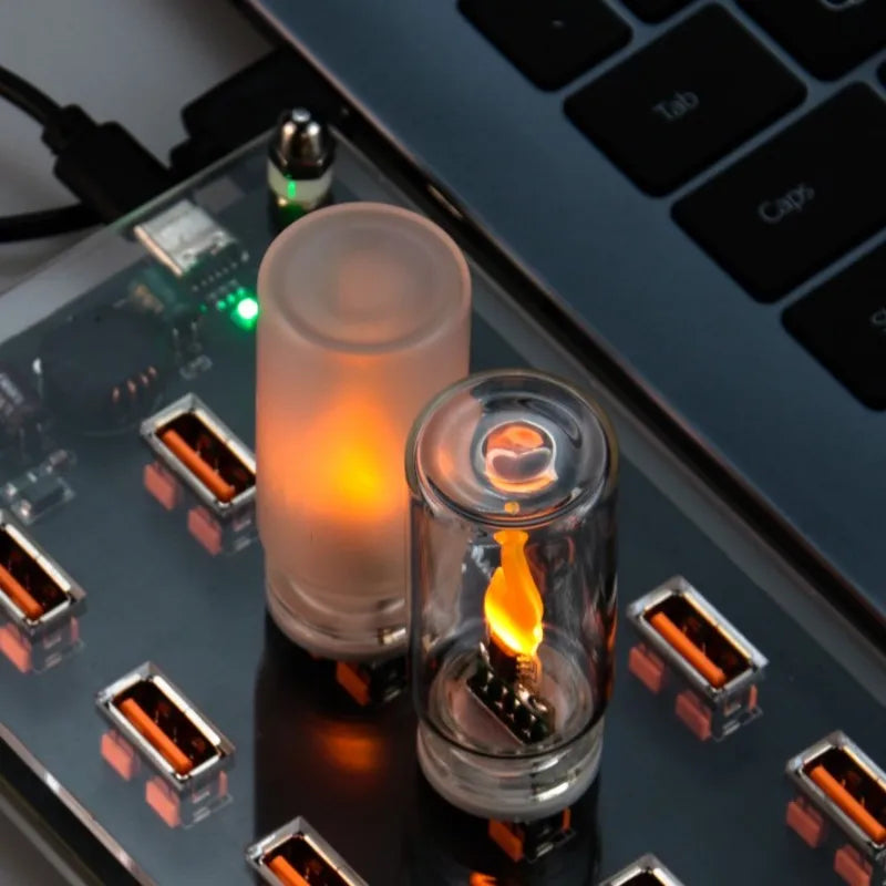 USB LED Flickering Flame Night Light | Touch Control Glass Candle LED Night Light PLUSH