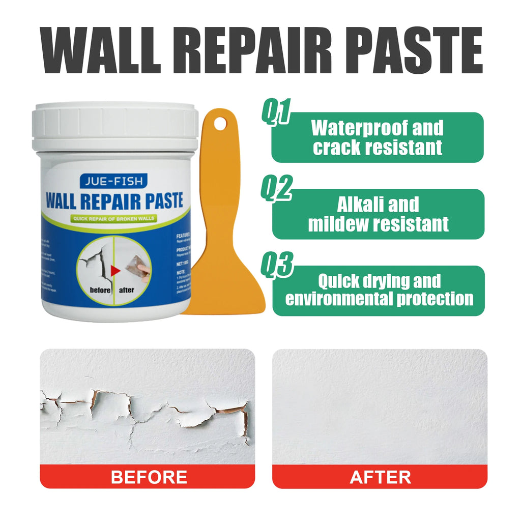 Waterproof Wall Repair Paste & Spatula – No-Mix Quick Dry Wall Repair Paste PLUSH