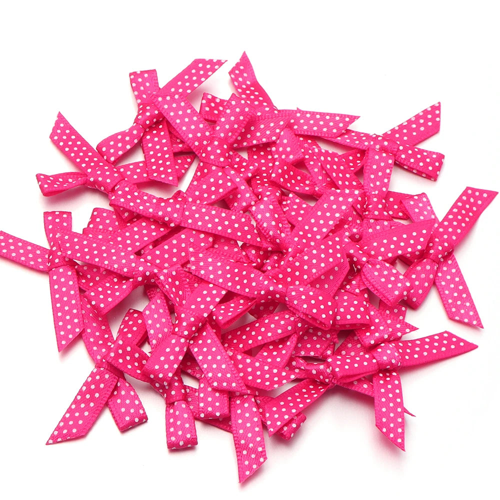 30pcs Polka Dot Ribbon Bows – DIY Hair & Sewing Craft Ribbon Bow Craft Supplies PLUSH hotpink