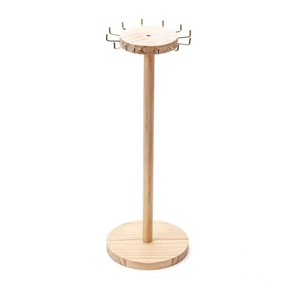 Solid Wood Jewelry Organizer Stand with 12 Hooks | Display Rack Jewelry Display Stand PLUSH