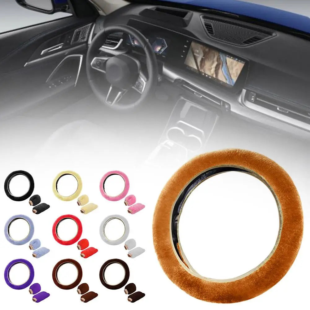 Plush Winter Car Steering Wheel Cover Set – Non-Slip Soft Steering Wheel Cover PLUSH