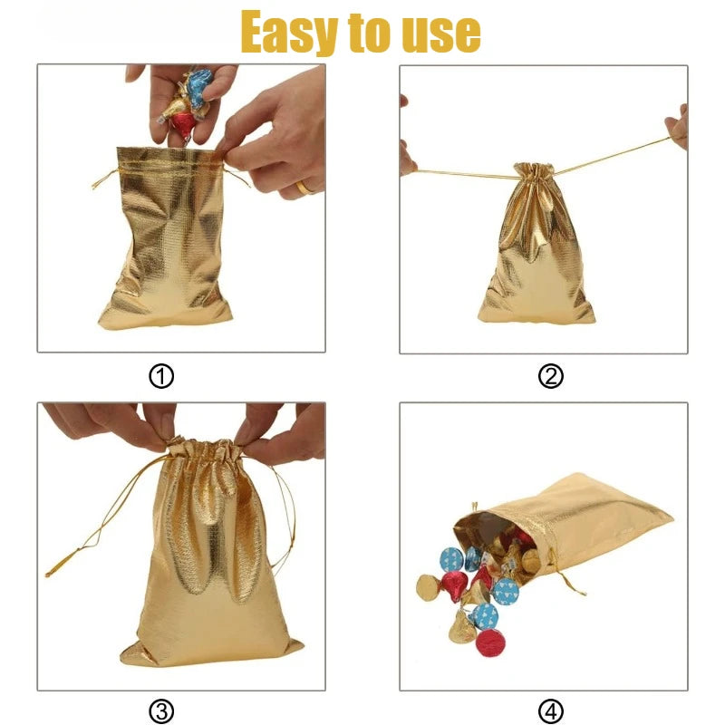 Gold & Silver Organza Drawstring Gift Bags – 10/20/50pcs Organza Gift Bags PLUSH