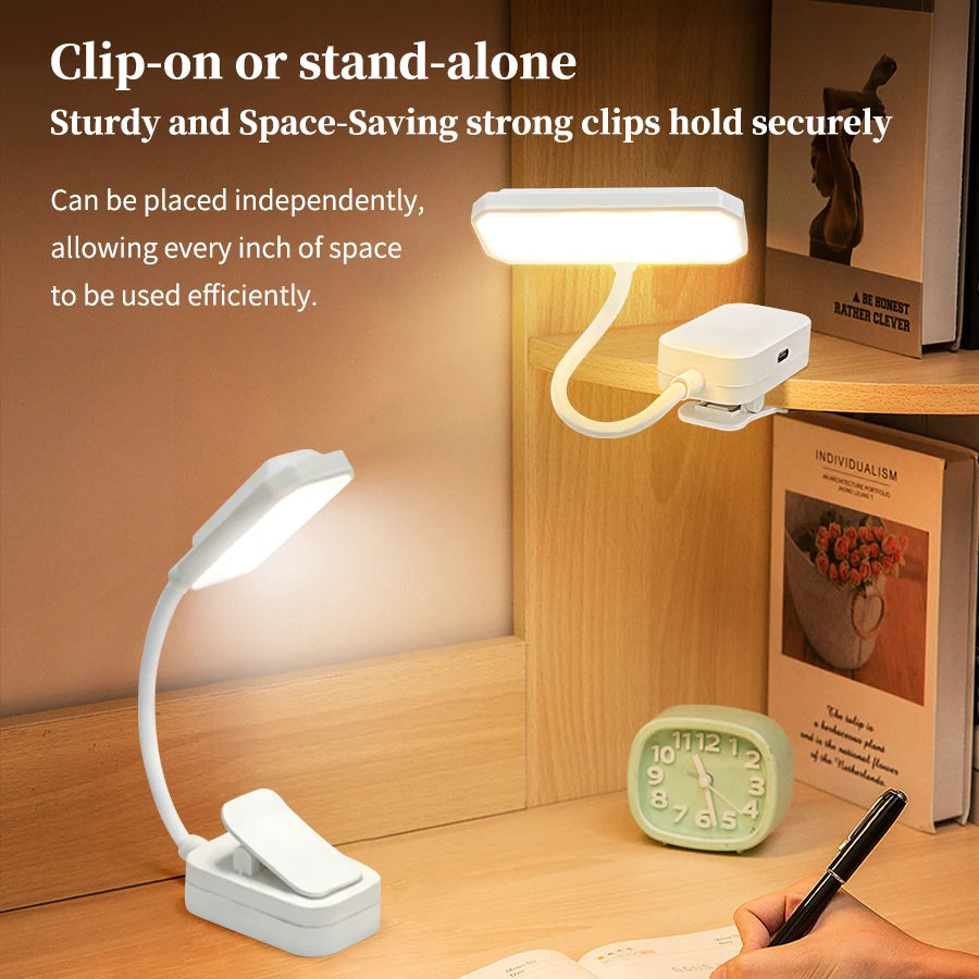 Clip-On LED Book Light USB Rechargeable Dimmable Reading Lamp Clip-On Desk Lamp PLUSH