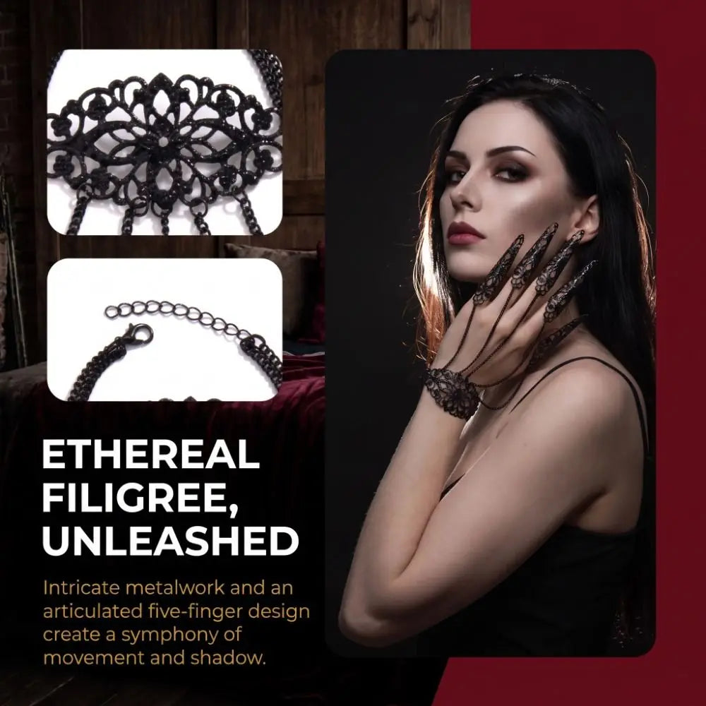 Gothic Punk Hand Harness Finger Ring Bracelet – Claw Jewelry Hand Harness Bracelet PLUSH