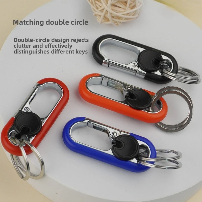 Rotatable Lock Carabiner Keychain | Metal Dual Ring Key Holder Carabiner Keychain PLUSH