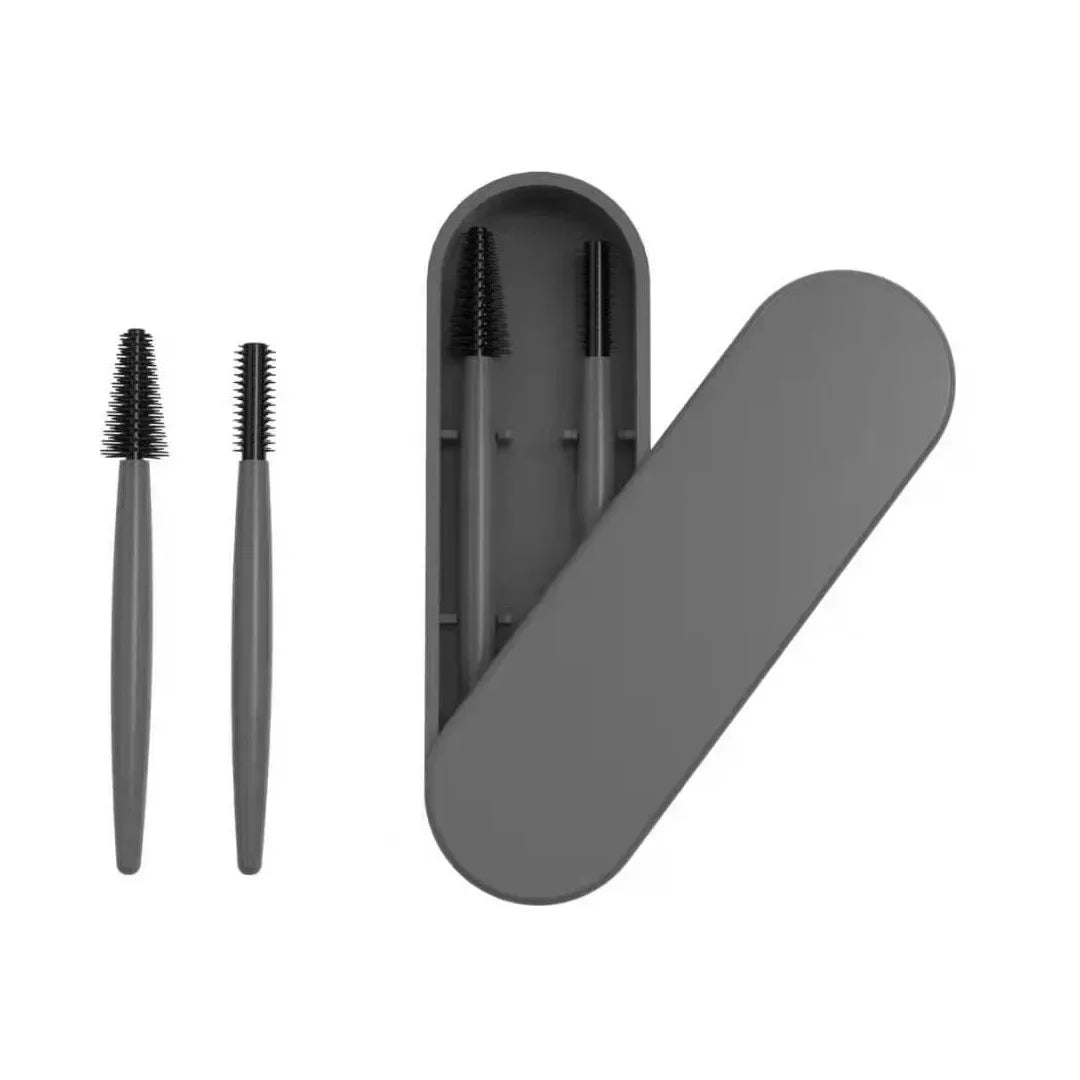 Reusable Silicone Eyelash & Eyebrow Brush Set + Storage Box Eyelash Brush Set PLUSH Gray