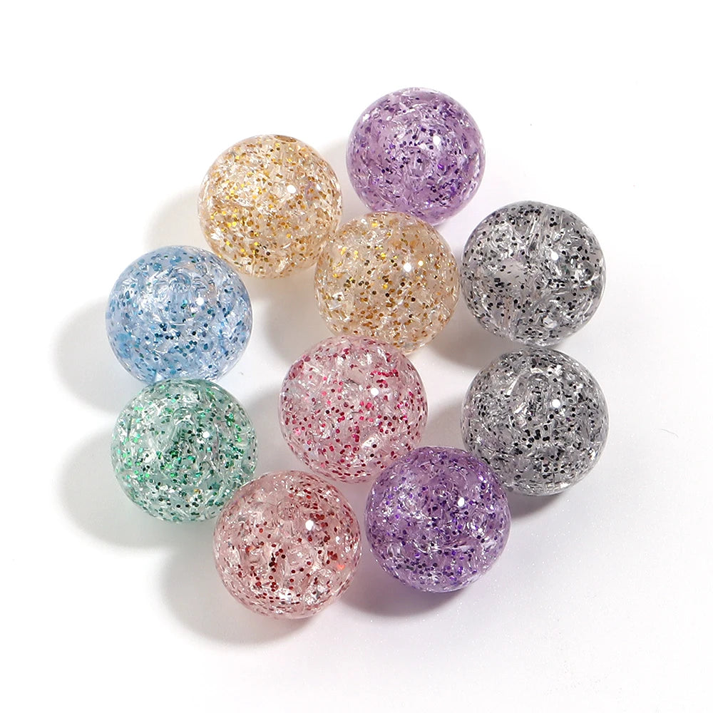Crackle Glitter Round Acrylic Spacer Beads – Multicolor DIY Acrylic Spacer Beads PLUSH 16mm x 10pcs