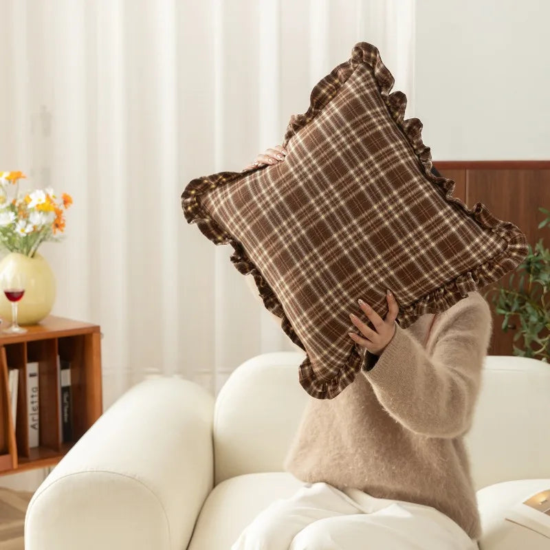 45x45cm Retro Plaid Pillowcase | Square Decorative Pillow Cover Decorative Pillow Cover PLUSH