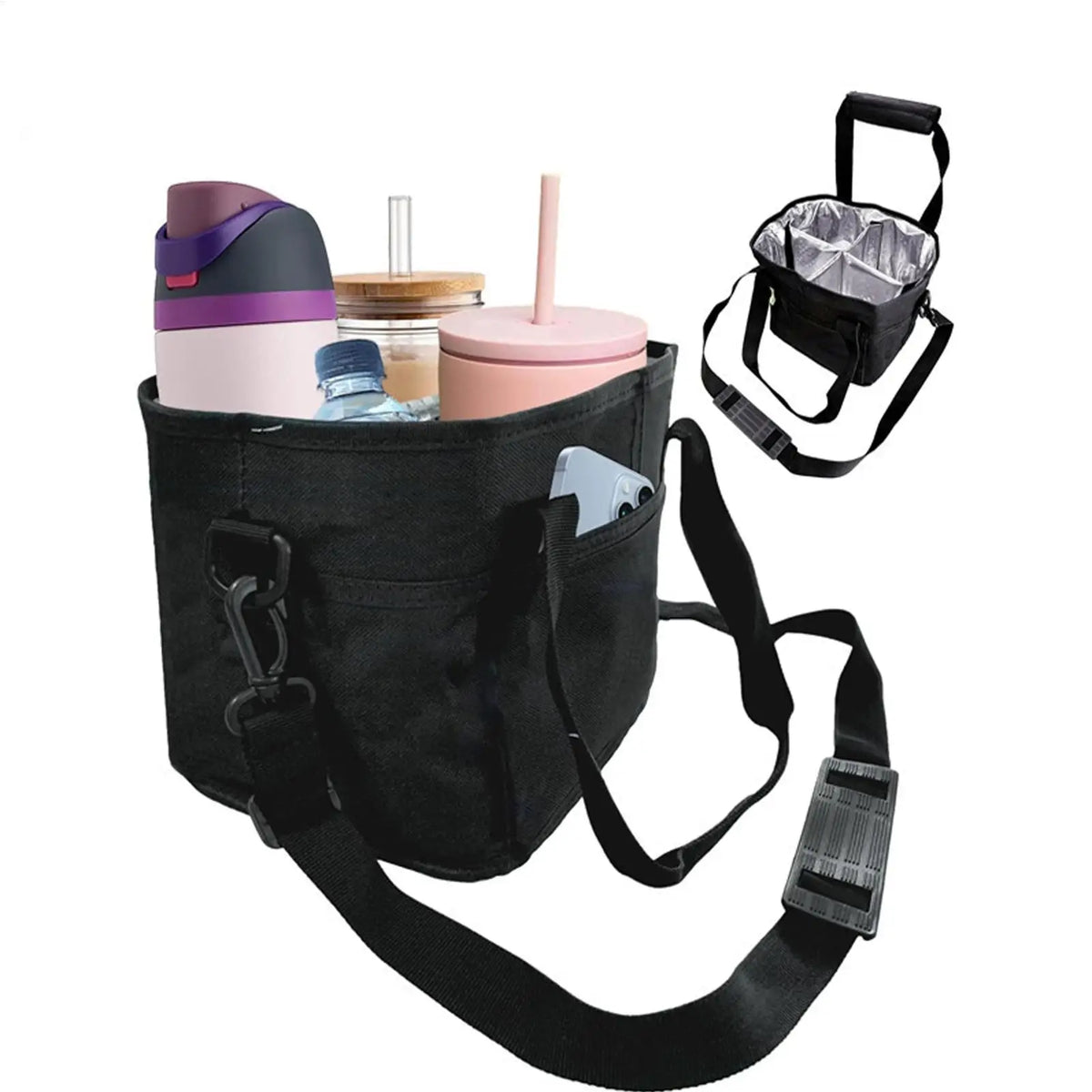 Insulated Water Bottle Carrier Bag with Shoulder Strap Water Bottle Carrier PLUSH