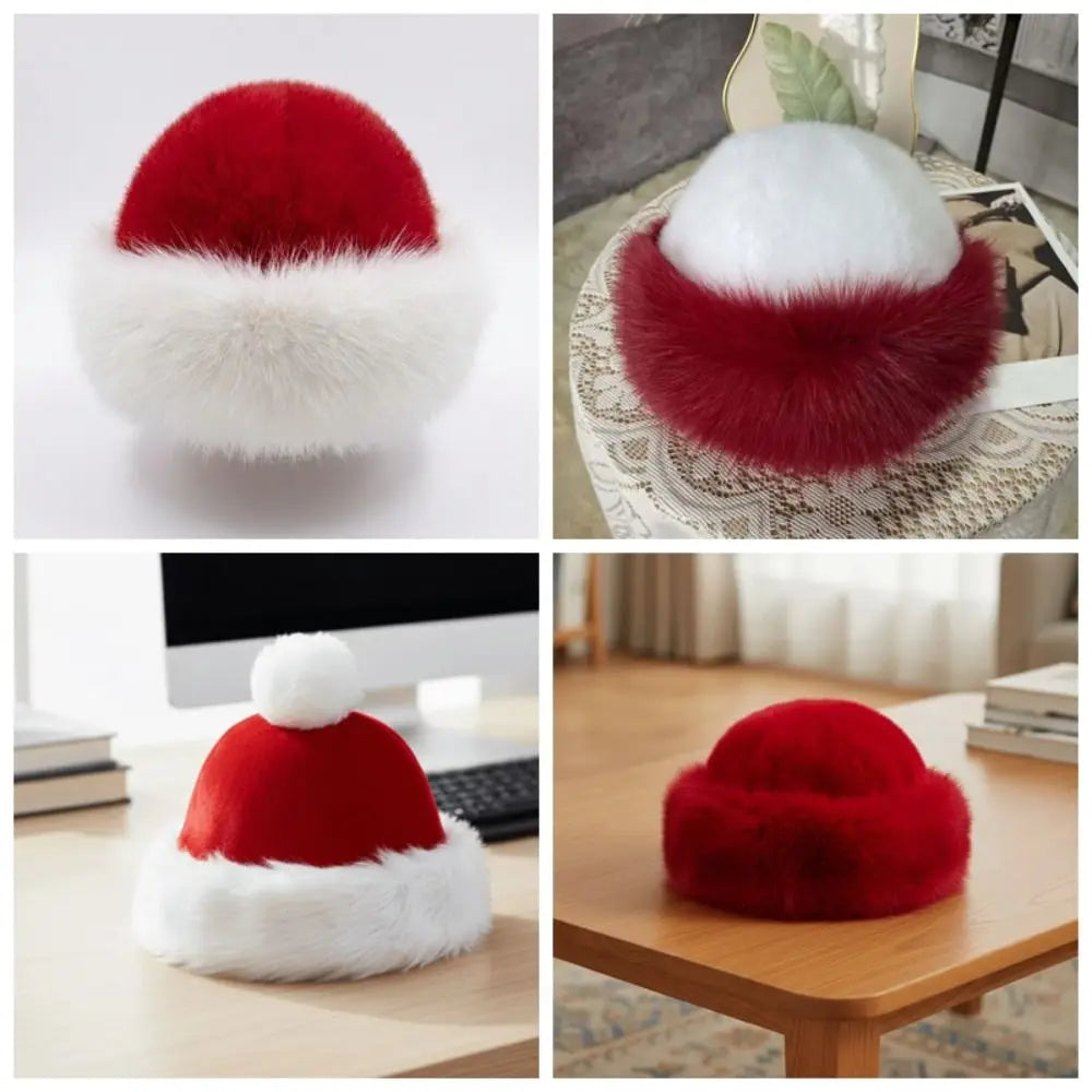 Faux Fur Christmas Bucket Hat – Fleece Lined Fluffy Cap Holiday Bucket Hat PLUSH