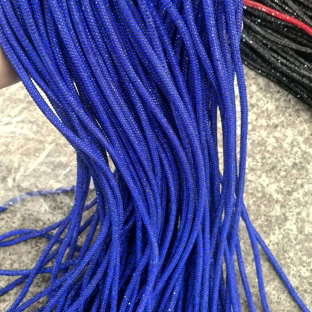 50 Yards 4mm Glass Rhinestone Rope Crystal Cord Trim – DIY Rhinestone Cord Trim PLUSH blue 4mm 50yards