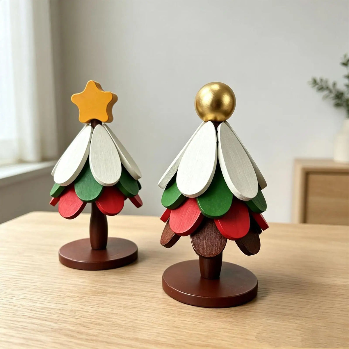 Wooden Christmas Tree Trivet Set 4-Tier | Heat Resistant Kitchen Trivet Set PLUSH