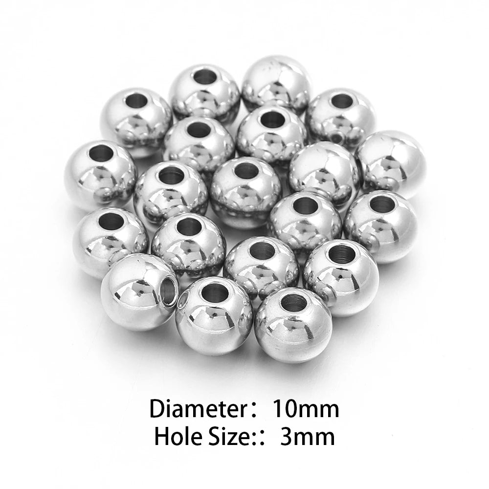 Silver Stainless Steel Big Hole Spacer Beads | DIY Jewelry Jewelry Spacer Beads PLUSH 10mm hole3mm 10pcs