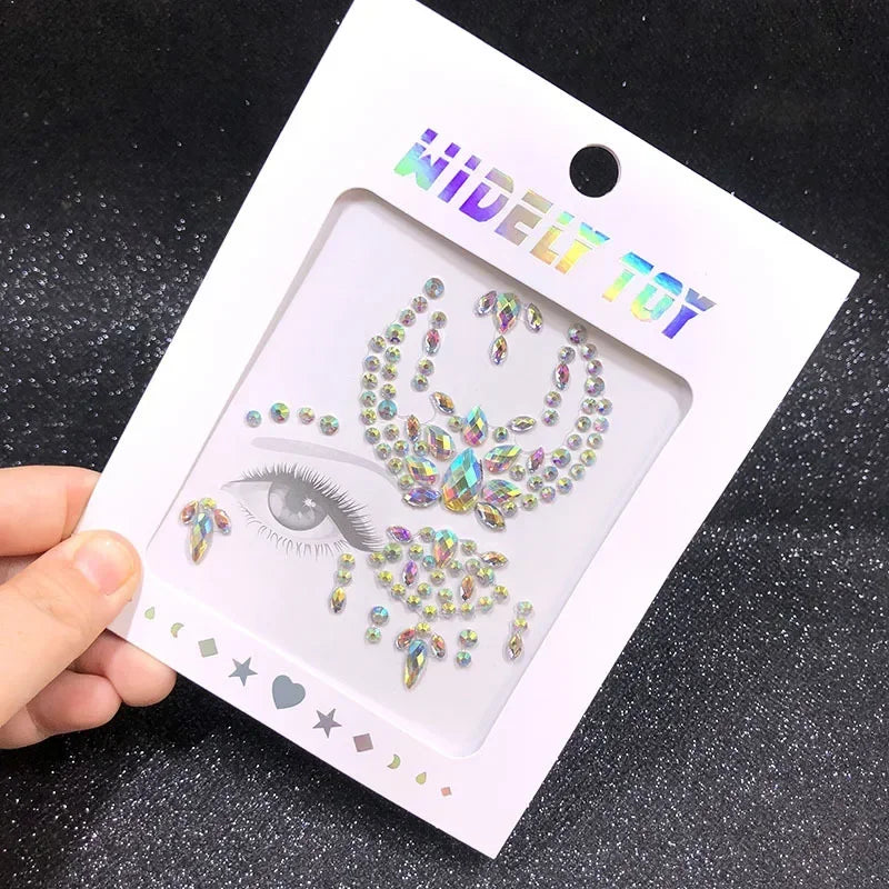 Crystal Face Gems Rhinestone Temporary Tattoo Stickers