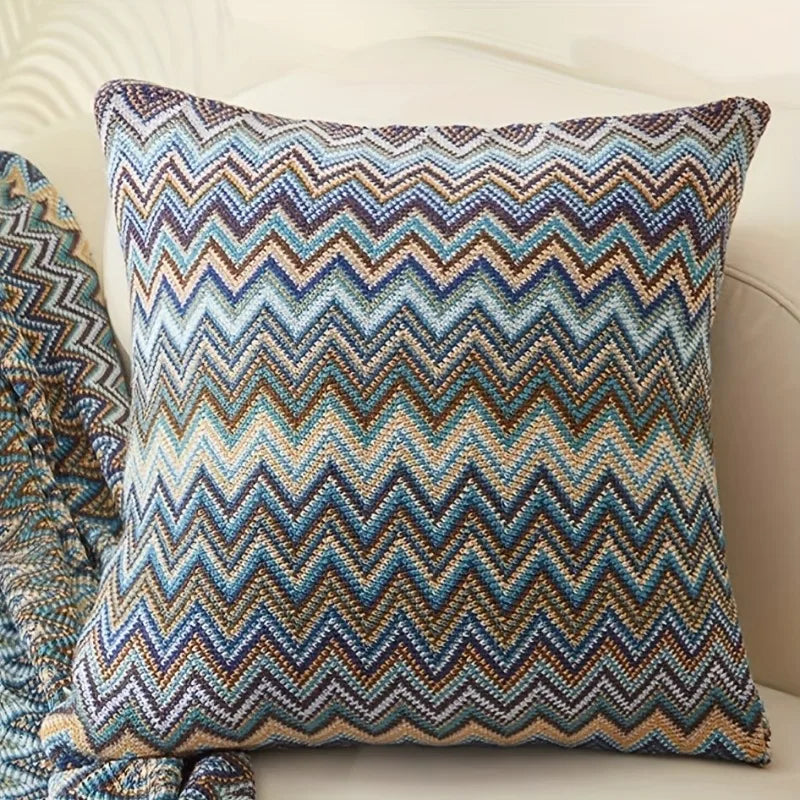 Bohemian Knit Pillow Cover 45x45cm – Striped Cushion Case Knit Pillow Cover PLUSH