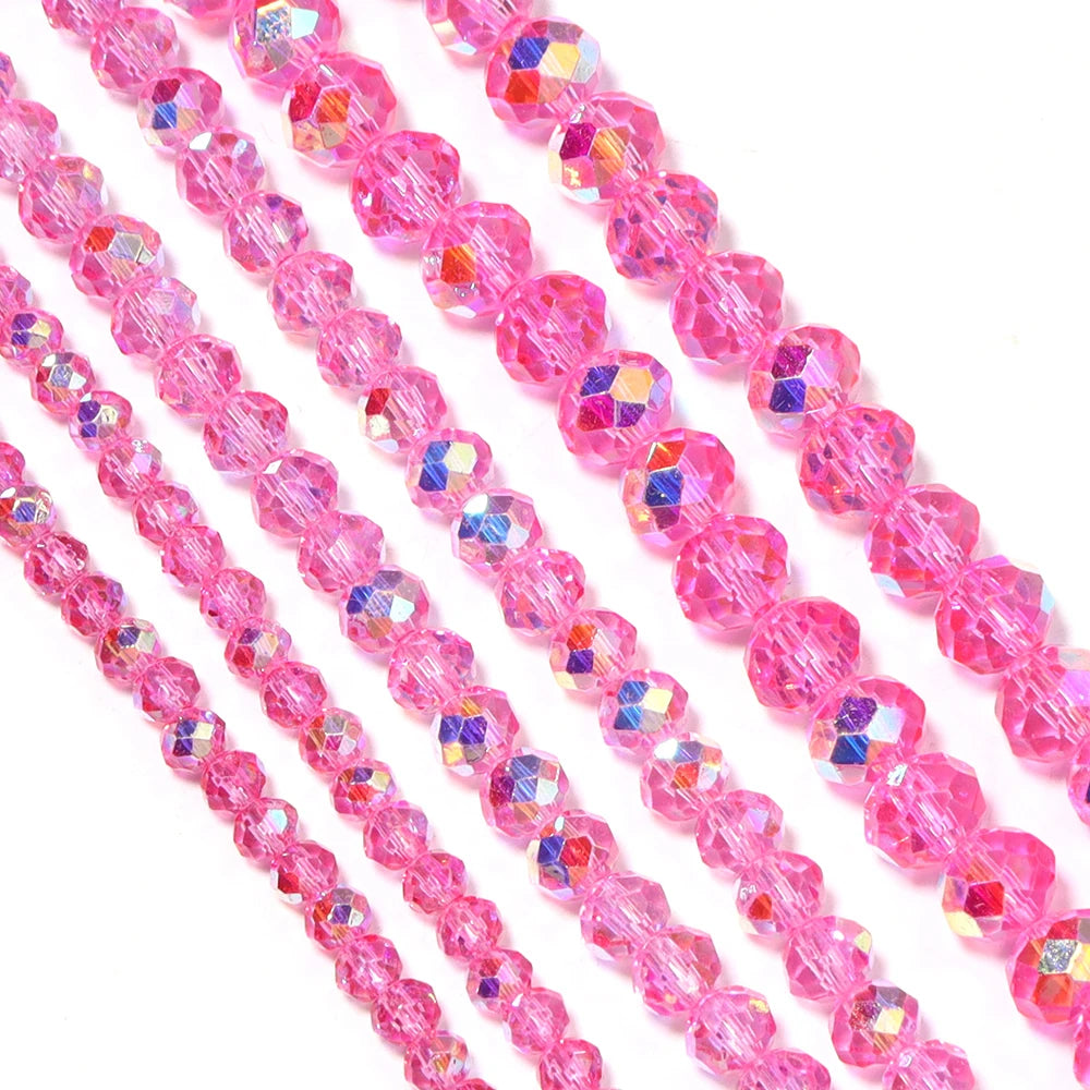 AB Color Deep Pink Crystal Abacus Spacer Beads – DIY Jewelry Crystal Spacer Beads PLUSH