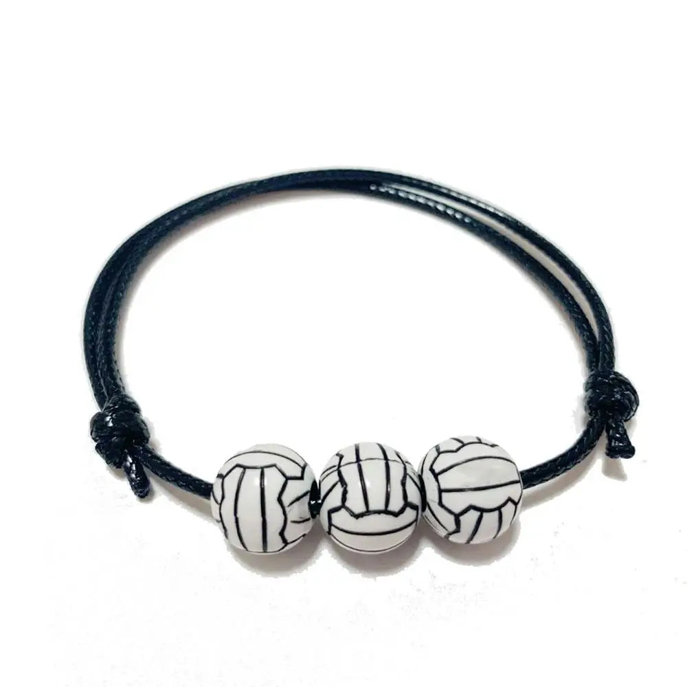 Handmade Sports Ball Wax Line Woven Charm Bracelet – Unisex Charm Bracelet PLUSH Volleyball