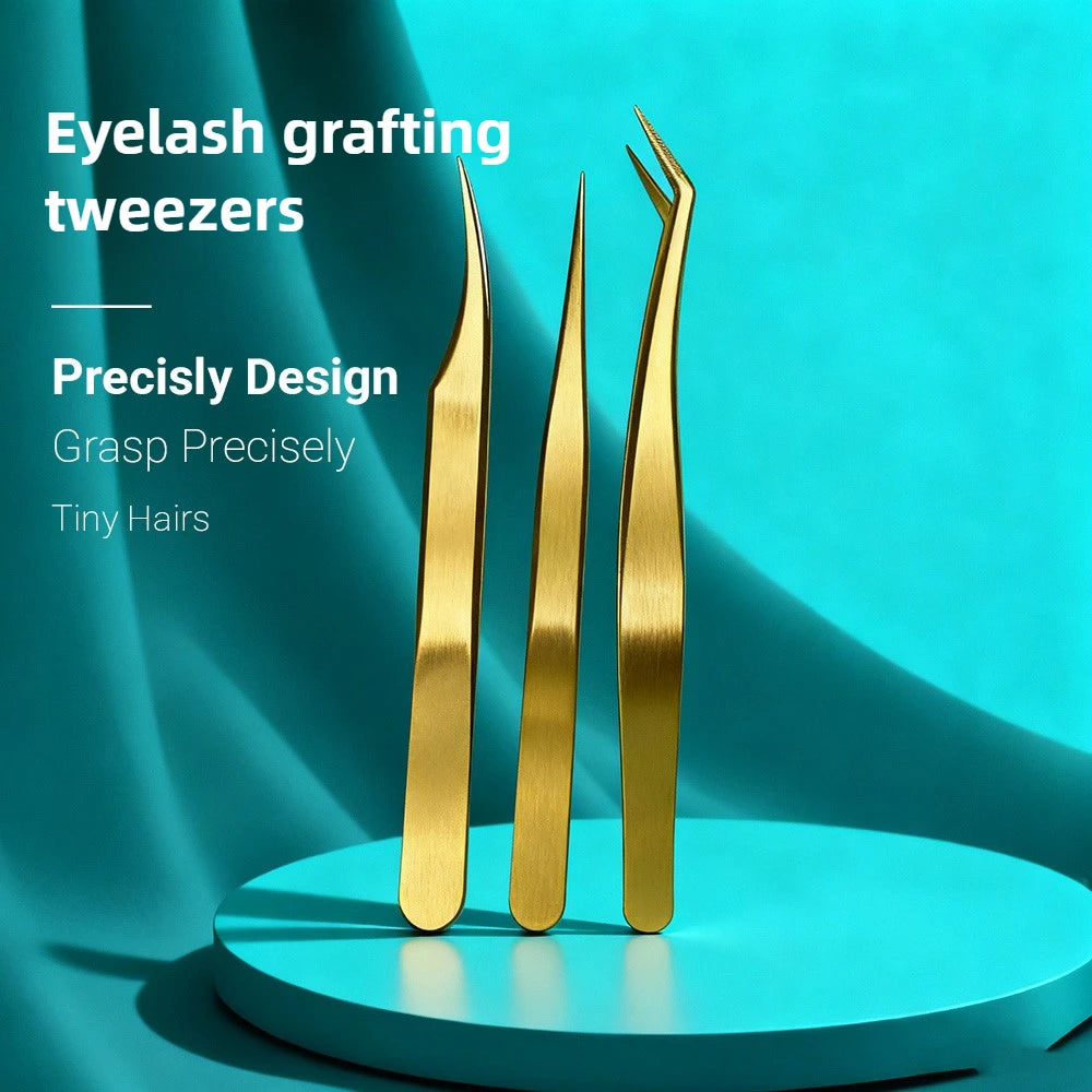 Ouriner Gold Eyelash Tweezers Set – Lash Extension Tool Kit Eyelash Tweezer Set PLUSH
